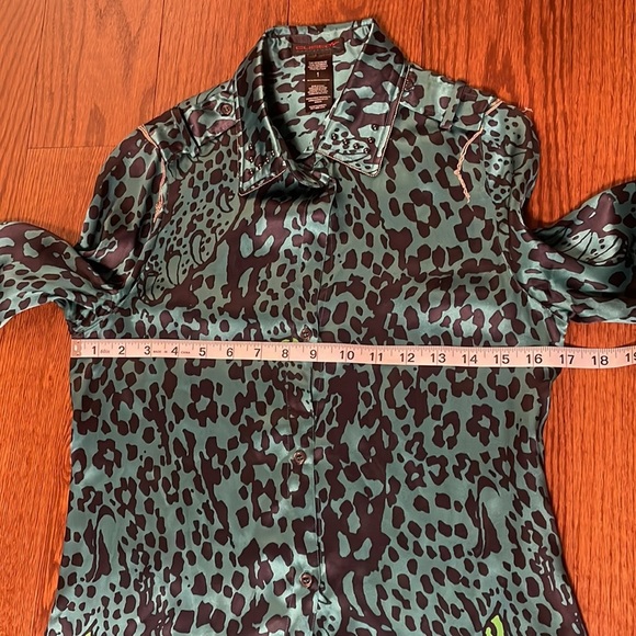 CUSTO BARCELONA designer VINTAGE / Rare PANTHER jade Chittagong print button XS - Picture 15 of 17